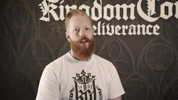 Tobias Stolz-Zwilling during his Kingdom Come: Deliverance developer interview.