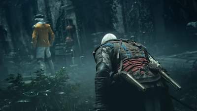 Edward Kenway stealthily approaches a guard in Assassin's Creed Black Flag Resynced. 