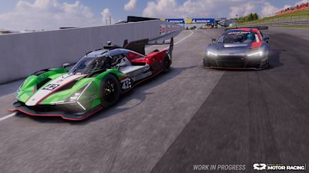 Screenshot from Project Motor Racing shows a race with LMP cars and GT3 racing cars.