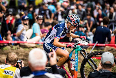 Pauline Ferrand-Prévot en acción en Mont-Sainte-Anne.