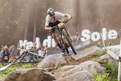 Martin Vidaurre en la Copa del Mundo UCI XCO MTB Val di Sole 2022. 