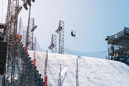 Jennie-Lee Burmansson in action in the Freeski Big Air at X Games Oslo 2018.