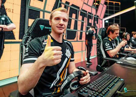 A photo of Marcin 'Jankos' Jankowski getting ready to compete at the 2022 Mid-Season Invitational in Busan, South Korea.