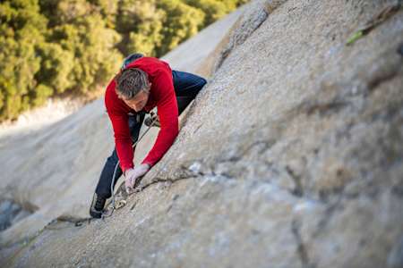 Tommy Caldwell climbs up Yosemite’s El Capitan, Passage to Freedom (5.13+) October 2019.