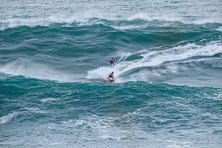 Lucas Chianca surfing at the Nazare Big Wave Challenge