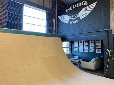 Indoor skatepark and community space at The Lodge in East Sussex