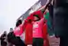 Nic von Rupp on the podium at the Nazare Big Wave Challenge