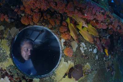 Cousteau, in the underwater habitat