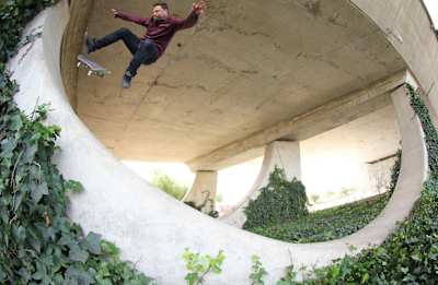 Le skateur Bam Margera plaque un ollie sur son skateboard.
