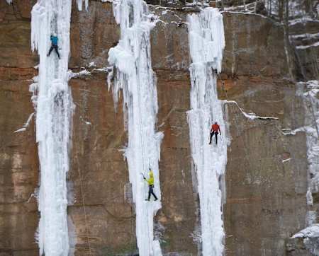 Sandstone Minnesota ice climbing park.