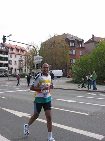 Deepak Raj runs in a foot race in Germany