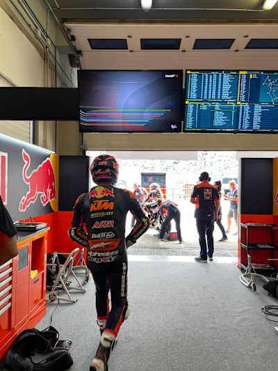 Pedro Acosta as seen in his teams paddock at the Spanish round of the MotoGP series in Jerez on April 29, 2023.