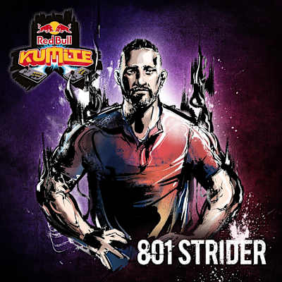 Graphic artwork for Red Bull Kumite 2019 player Gustavo '801 Strider' Romero.
