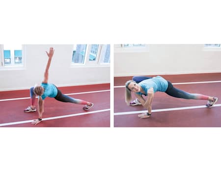 Athlete does a stretching exercise called 'The world's greatest stretch' for warm-up and mobilisation.