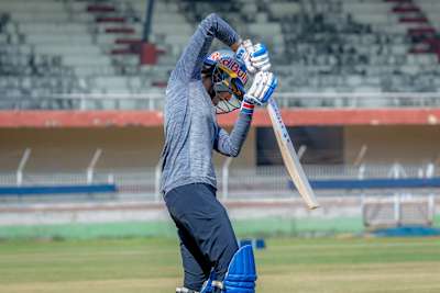 Indian women's cricket team opening batter Smriti Mandhana plays a shot.