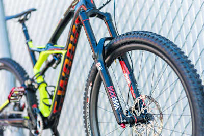 Detalle de la parte delantera de la bici de Curtis Keene.