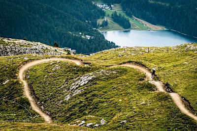 The Corviglia flow trail in St Moritz, Switzerland.