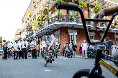 Viki Gomez performs for Second Line in New Orleans.