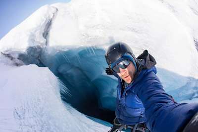 Christian Pondella poses for a selfie during a trip to climb the Greenland ice cap.