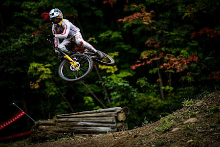 Finn Iles rides at the Mercedes-Benz UCI MTB World Championships in Mont Sainte Anne, Canada in September 1, 2019.