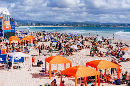 A big crowd enjoys the action at the Gold Coast Pro