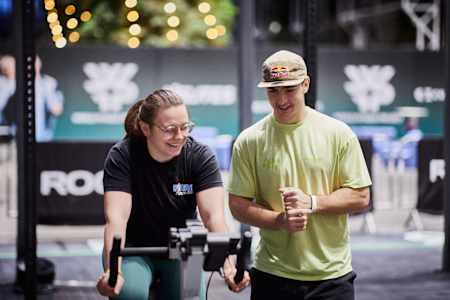 Victor Hoffer coaching the functional fitness community at the World Fitness Project Finals