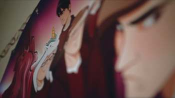 A screenshot from the Unicorns of Love video