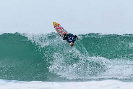 Erin Brooks surfing at Bells Beach in Australia
