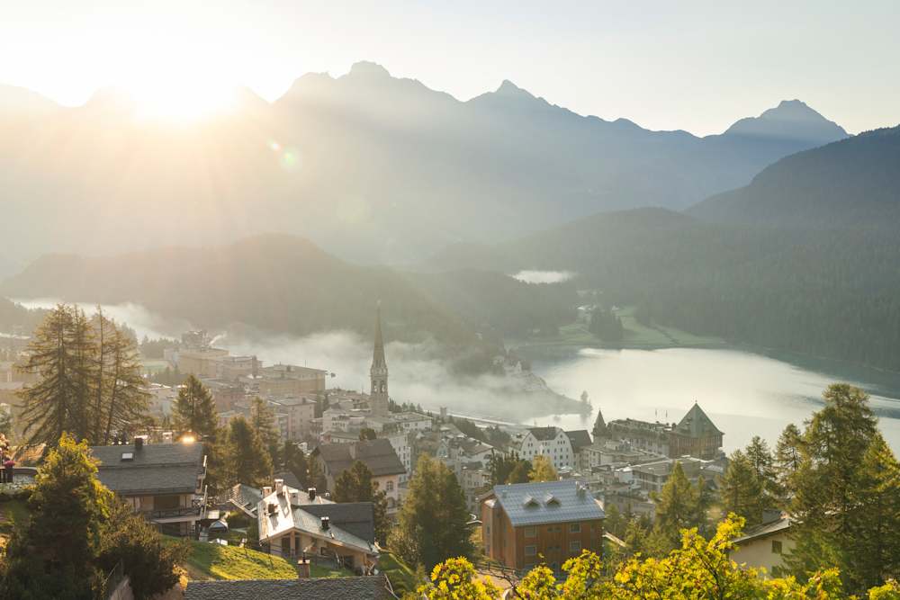 St. Moritz is a prime location for paragliding launches