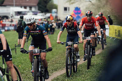 Tom Pidcock racing XCC at Albstadt in 2022