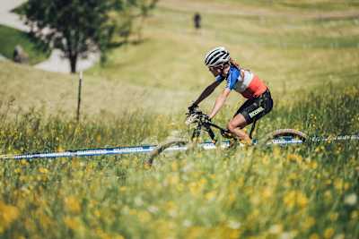 Loana Lecomte beim Mercedes-Benz UCI MTB XCO World Cup in Leogang, am 12. Juni 2022.