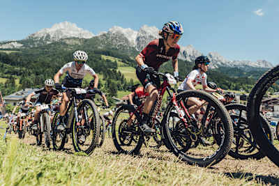 Laura Stigger beim Mercedes-Benz UCI MTB XCO World Cup in Leogang, am 12. Juni 2022.