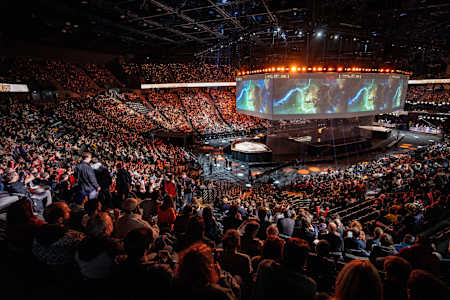 Accors Arena em Paris durante a fase final do Campeonato Mundial de League of Legends, em novembro de 2019. 