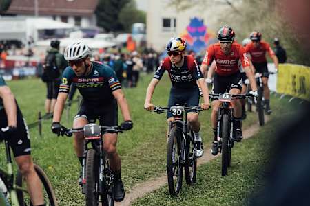 Tom Pidcock racing XCC at Albstadt in 2022