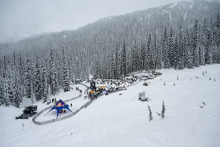 The venue for Natural Selection Tour 2025 snowboarding event in Revelstoke, Canada.