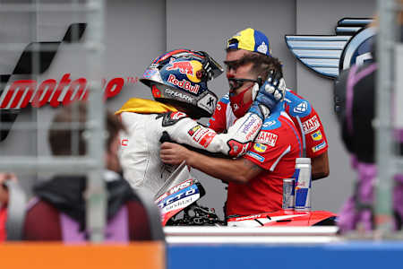 MotoGP, Grand Prix of Styria at the Red Bull Ring. Image shows the rejoicing of Jorge Martin who won his maiden premier class race.
