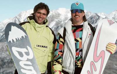 Tom Sims (right) and Jake Burton – true rivals