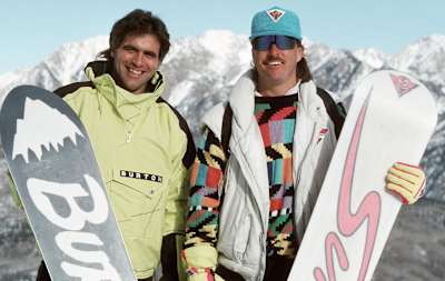Tom Sims (right) and Jake Burton – true rivals