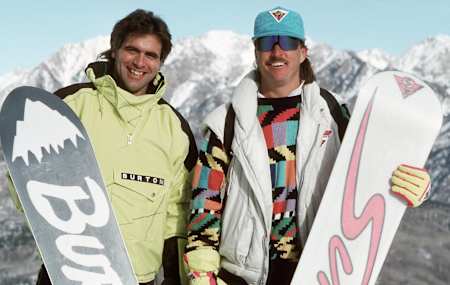 Tom Sims (right) and Jake Burton – true rivals