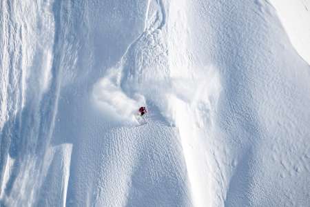 Angel Collinson skis in Petersburg, Alaska, USA