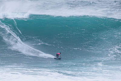 Clement Roseryo surfing at the Nazare Big Wave Challenge
