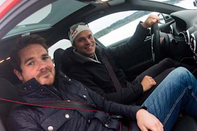 Andreas with Red Bull TV's WRC presenter Mike Chen