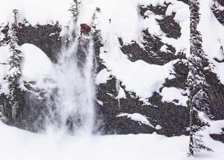 Blake Moller sends a cliff during the finals of Natural Selection Tour 2025 in Revelstoke, Canada.