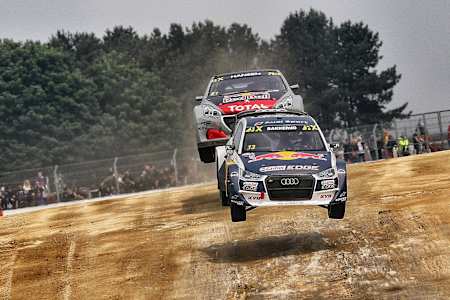 Andreas Bakkerud in action at FIA World Rallycross Championship in Silverstone, Great Britain on May 26, 2018.