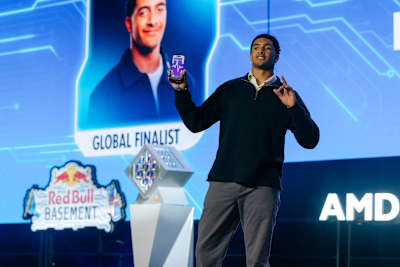 Red Bull Basement global winner Darnell Adler of the US makes his pitch in San Francisco, USA on June 3, 2026.
