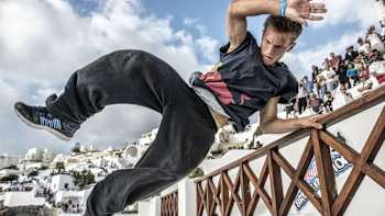 Pasha Petkuns swinging down the hill at Red Bull Art of Motion 2014