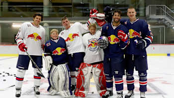 Red Bull Racing drivers Daniel Ricciardo and Max Verstappen at the Red Bull Football & Ice Hockey Academy in Liefering, near Salzburg.
