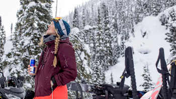 Michelle Parker eyes up her next line in Pemberton, British Columbia, Canada on February 25, 2018.