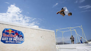 Elis Torhall from Sweden performs at the Red Bull Art Of Motion in Astypalea, Greece on June 10, 2022.  