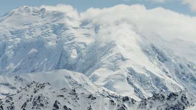 Overview of Denali Mountain Range in Alaska.